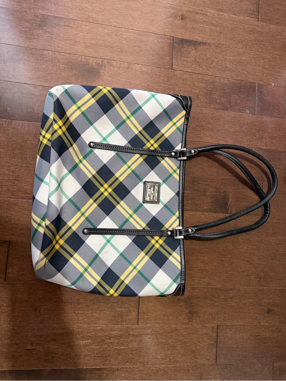 Teenie Weenie teddy bear Tote Bag with Black Trim - Yellow, Green, Navy